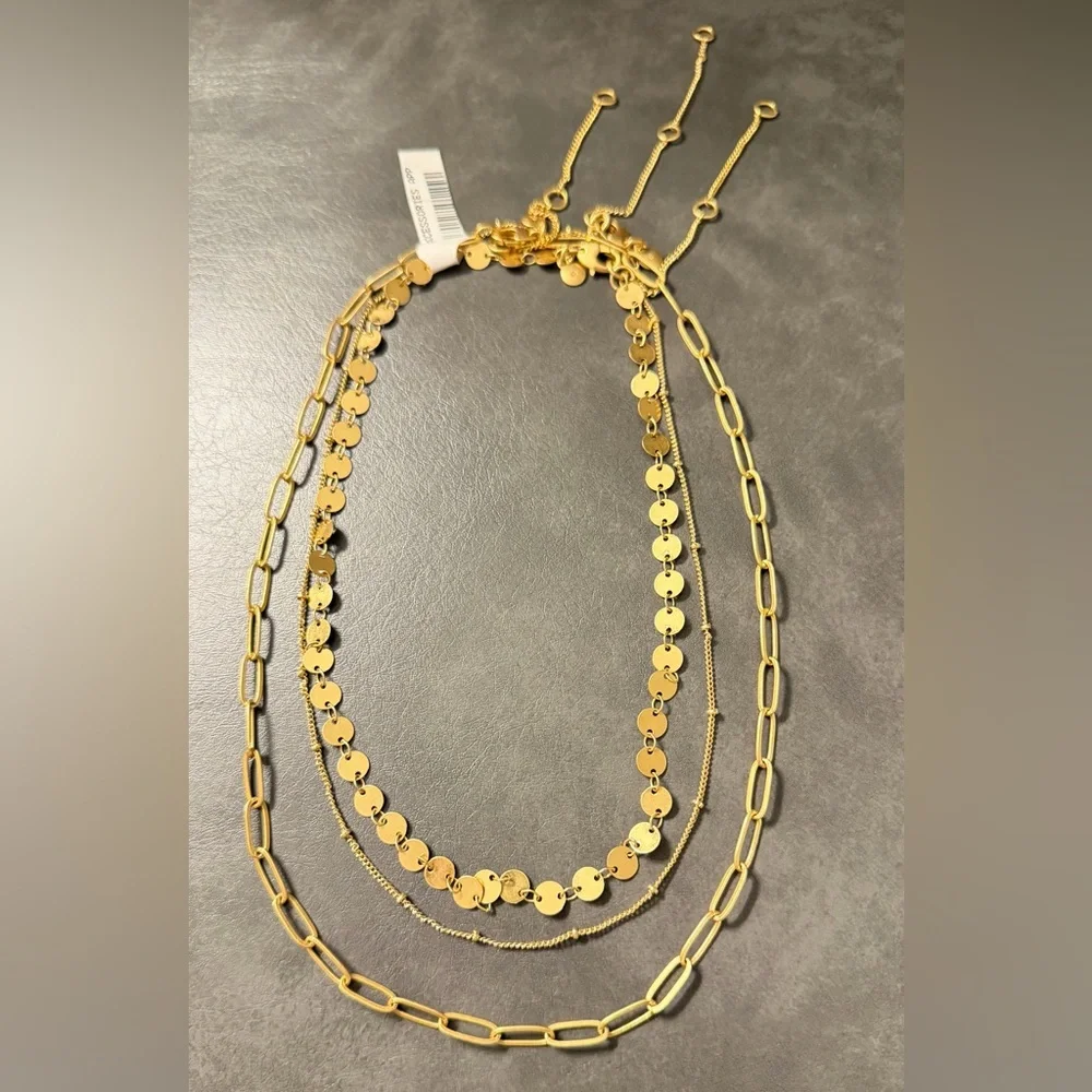 Madewell Gold Disc and Chain Necklace Trio Set - Picture 4 of 4